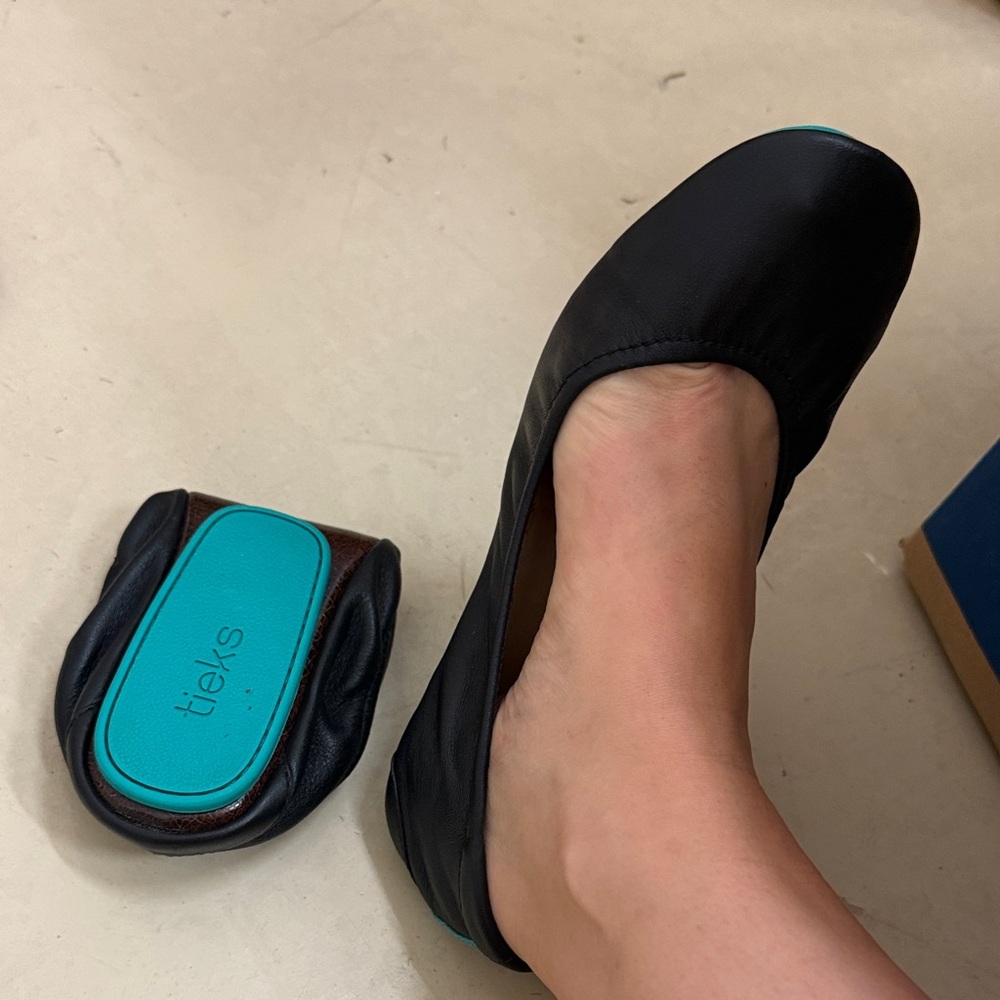 Tieks Classic Black Leather Flats
